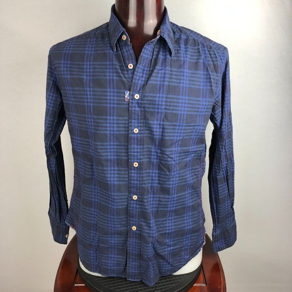 Robert Graham Other - Robert Graham Casual Dress Lrg Blue Black Plaid Button Shirt